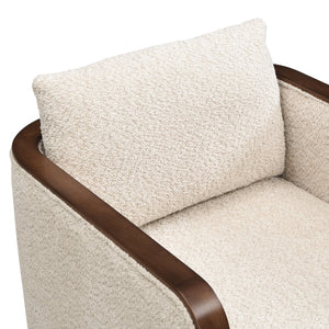 English Elm 25.25" Boucle Upholstered Accent Dining Chairs Mid-century Rubberwood Frame Set of 2 Almond,Walnut N771P392217V