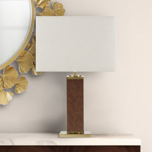 Martha Stewart Hawley Modern/Contemporary Faux Leather Table Lamp MT153-0072 Gold/Brown