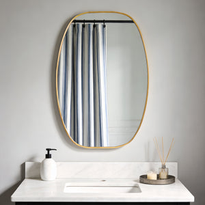 English Elm 24x36 Matte Metal Framed Oval Wall Mirror with Hd Glass for Bath or Entryway Gold W2203P474695