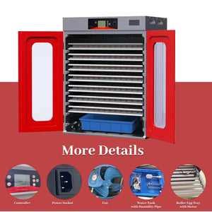 English Elm 1000-egg Cabinet Incubator Auto-turning Digital Climate Control for Poultry Hatching W2700P356961