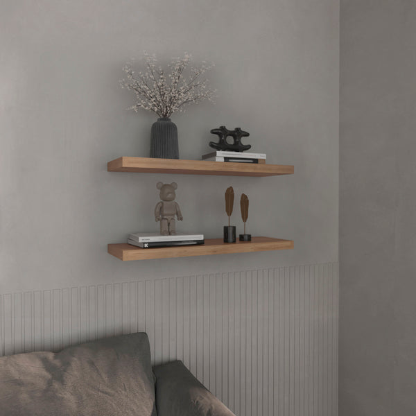 English Elm Floating Shelves - Modern Pine Finish, Set Of 2 For Stylish & Space-Saving Home Organization Solutions B097P250917