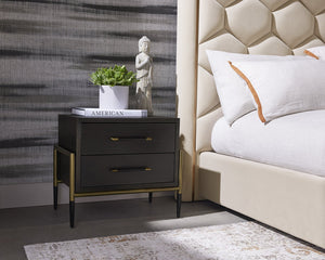 Sunpan Weldrick Nightstand - Elegant Acacia Wood Design with Soft Closing Drawers and Stylish Metal Accents Espresso