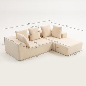English Elm Full Foam Modular L-shaped Sectional Sofa Flannelette Upholstered with Five Throw Pillows W3326S00022