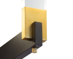 Sunpan DENZEL Artisan-Crafted Chandelier - Modern Black Frame with Acrylic Shades & Brass Accents, Unique Design 107999