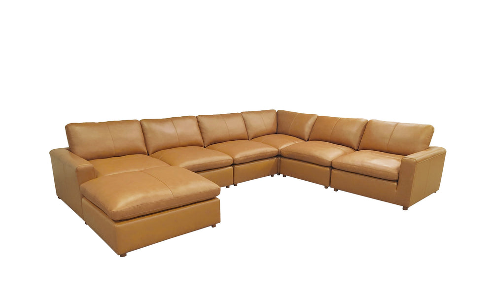 English Elm Leather Match Modular Sectional Sofa with Top Grain Upholstery for Open Living Rooms Ginger B2748S00165