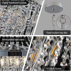 English Elm 20" K9 Crystal Chrome Chandelier 11 Arm Adjustable Drop for Foyer or Dining Room W2312P477370