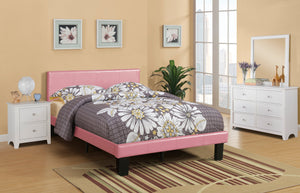 English Elm Simple Modern Faux Leather Upholstered Full Bed with Sturdy Wooden Slats, Streamlined Headboard Design for Comfortable Sleep and Durable Support Espresso,Pink 45 L x 29 W x 4 H B011P396732