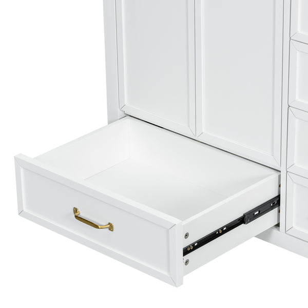 English Elm Christopher Knight Home® - 36" Vintage-inspired Bathroom Vanity with Ceramic Sink, Solid Wood Frame, Soft-Close Drawers, Spacious Storage White N759P293646K