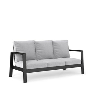 English Elm 75" Rust-proof Aluminum Outdoor Sofa with High-density Foam Cushions for Patio Lounging Black+ Gray B082P454996