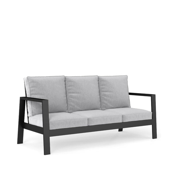 English Elm 75" Rust-proof Aluminum Outdoor Sofa with High-density Foam Cushions for Patio Lounging Black+ Gray B082P454996