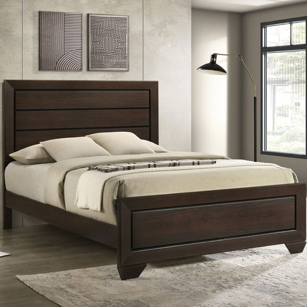 English Elm Harrison Queen Panel Bed in Dark Cocoa Finish — Tailored Picture-Frame Panels, Rich Grain Warmth and Calm Structure B062S01374