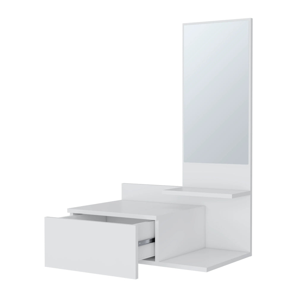 English Elm White Floating Vanity with Mirror, Wall-Mounted Space-Saving Shelf 36.2" H x 23.6" W, Modern White Finish B062P252163