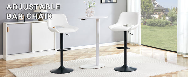 English Elm Set of 2 Pu Leather Barstools with Gold Footrest Curved Back for Kitchen Island White+Black W1151P383774