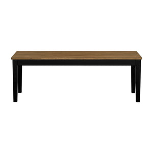 English Elm 2-tone Acacia Veneer Bench with Black Legs Modern Farmhouse Dining or Entryway B011P427924
