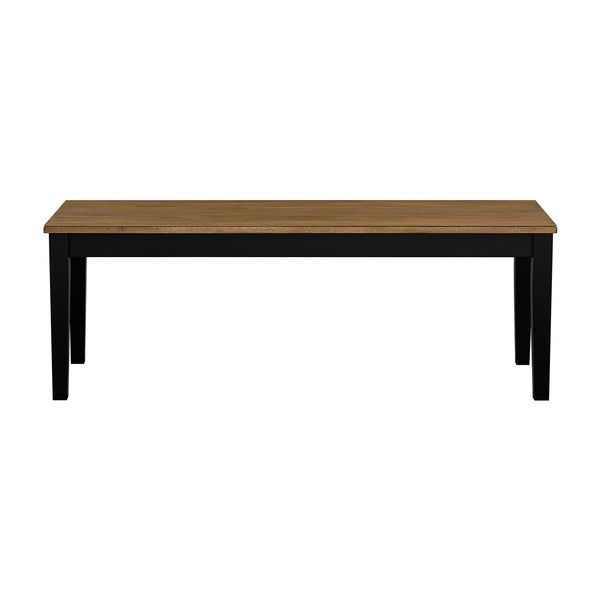 English Elm 2-tone Acacia Veneer Bench with Black Legs Modern Farmhouse Dining or Entryway B011P427924