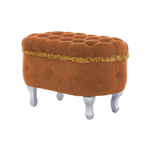 English Elm Christopher Knight Home® - 29.5'' Storage Bench with Button-Tufted Fabric, Tassel-Trim Ottoman with Hidden Compartment for Bedroom Orange 30.25 L x 18.5 W x 14 H N761P335817G