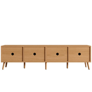 English Elm 70inch Rattan Door Media Console with Pine Legs and Cable Management for Living Room N710P365049P