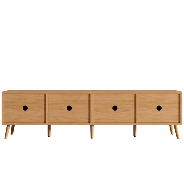 English Elm 70inch Rattan Door Media Console with Pine Legs and Cable Management for Living Room N710P365049P
