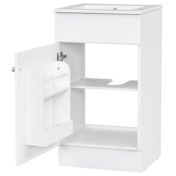 English Elm [video] Compact Sage Green Bathroom Vanity with Ceramic Sink Soft Close Cabinet White N759P237932K