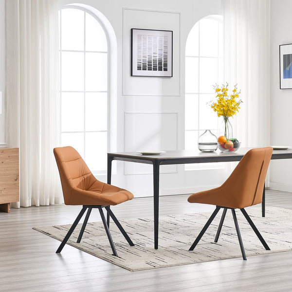 English Elm Dining Thickened Fabric Chair Set of 2 with Metal Legs — Cozy Modern Bar-Style Seating for Kitchen and Dining Spaces Brown W1249P243513