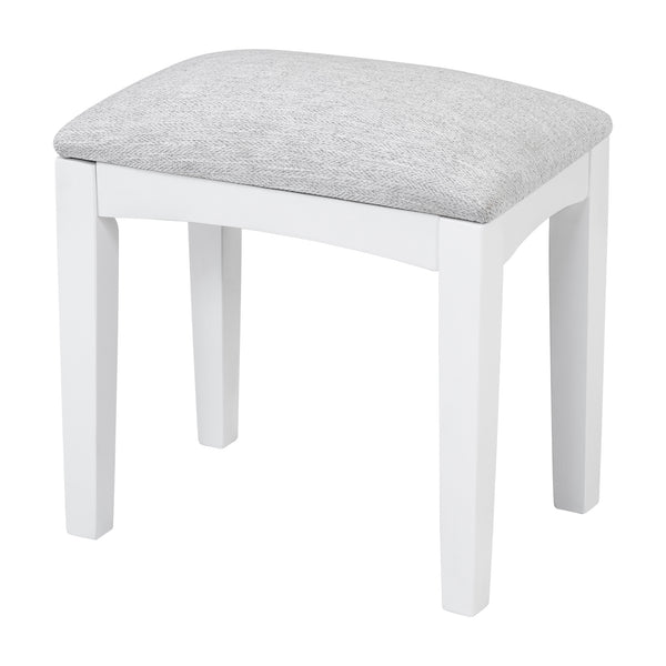 English Elm 44.4" Elegant Makeup Vanity Desk with Swivel Mirror, 5 Drawers, Cabinets & Padded Stool — White N844P292486A