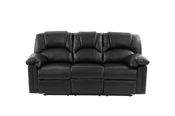 English Elm New Contemporary Motion Sofa Black Bonded Leather 80"L Plush Cushion Recliner Modern Solid Wood Frame B011P205231