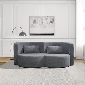 English Elm Folding Floor Futon Sofa Sleeper in Plush Teddy Velvet for Studio or Guest Rooms Light Grey W3739P368634