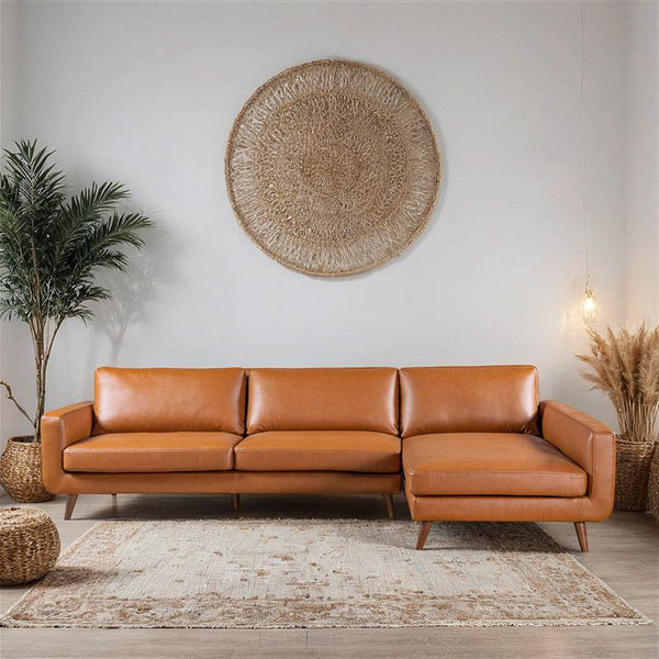 English Elm Blake Mid-century L-shaped Vegan Leather Sectional for Spacious Living Rooms B183S00196