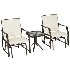 English Elm Outsunny 3-Piece Outdoor Glider Set: 2 Stylish Rocking Chairs & Glass Table For Patios & Gardens W2225P217096-GIGA