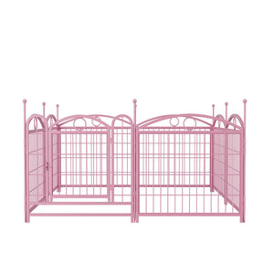 English Elm Dog Playpen 8 Panel Heavy Duty Iron Pet Enclosure Foldable Indoor Outdoor Exercise Pen Pink W368P233998