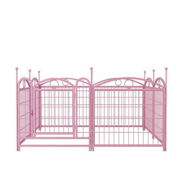English Elm Dog Playpen 8 Panel Heavy Duty Iron Pet Enclosure Foldable Indoor Outdoor Exercise Pen Pink W368P233998