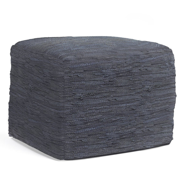 English Elm Fredrik Dark Blue Square Pouf – Handcrafted Leather Accent Piece For Versatile Seating & Style B136P159287