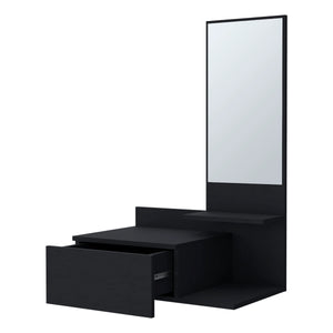 English Elm Wenge Wall-Mounted Floating Vanity with Integrated Mirror, Space-Saving Modern Wenge Shelf for Small Baths B062P252164