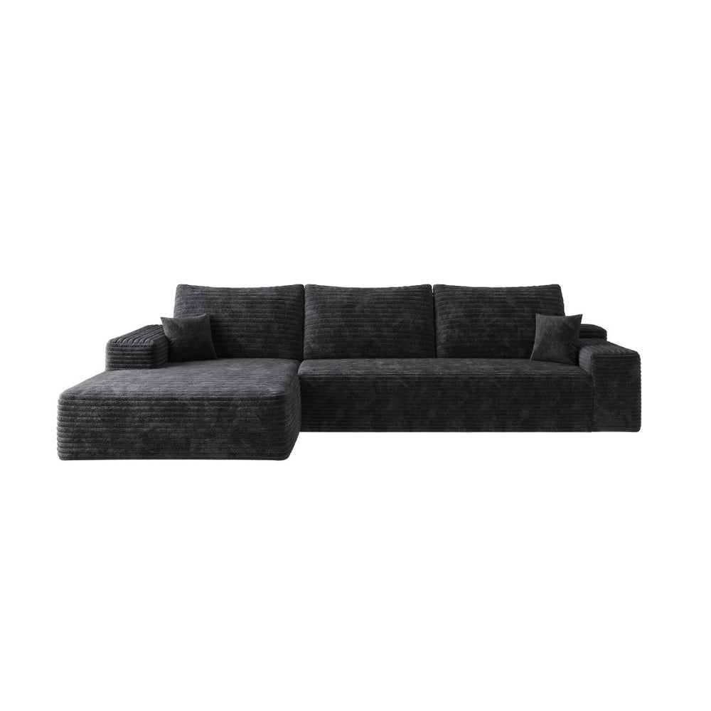 English Elm Y119-3Seat-Left-Black-Sofa - Cozy Modern Sectional With Reversible Chaise For Effortless Comfort & Style W2824P236991-GIGA