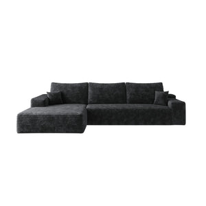 English Elm Y119-3Seat-Left-Black-Sofa - Cozy Modern Sectional With Reversible Chaise For Effortless Comfort & Style W2824P236991-GIGA