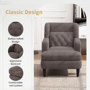 English Elm Christopher Knight Home® - Upholstered Teddy Fleece Armchair with Tufted Back, Contemporary Cozy Accent Seat for Living Room Brown N763P193158D