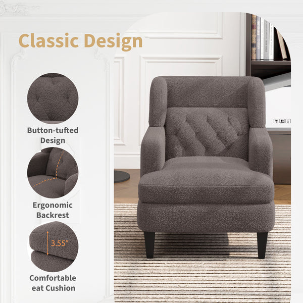 English Elm Christopher Knight Home® - Upholstered Teddy Fleece Armchair with Tufted Back, Contemporary Cozy Accent Seat for Living Room Brown N763P193158D