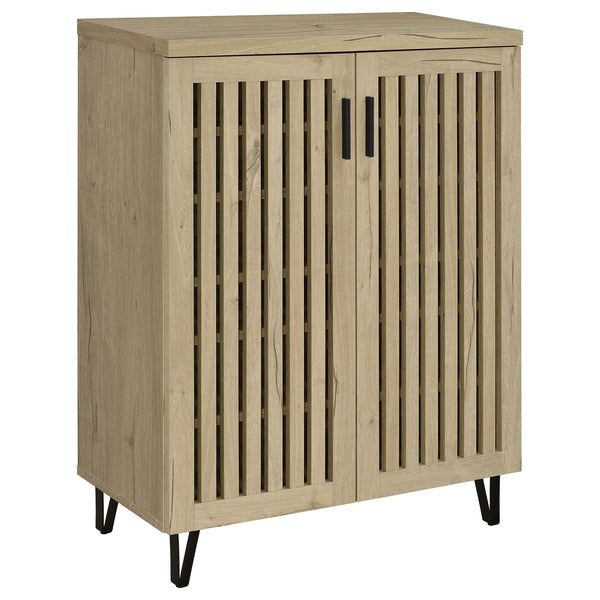 English Elm Clackamas Engineered Wood Shoe Cabinet with Hairpin Legs and Matte Gold Hardware White Oak B062P440406