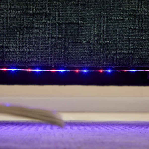 English Elm Modern chenille 2-seater sofa with LED lighting, USB charging, storage pocket, sturdy wood legs Emerald W395P318546