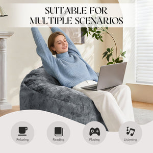 English Elm Ultra-comfort Oversized Bean Bag Floor Chair with Foam Bead Fill for Gaming Reading Lounge Grey W3737P459108