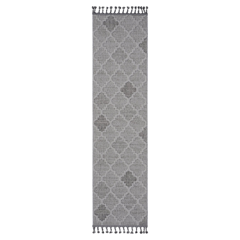 English Elm Loom Trellis Area Rug 2X8 - Stylish White/Grey Design For Indoor/Outdoor Use, Family & Pet Friendly B335P289605