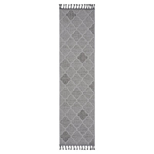 English Elm Loom Trellis Area Rug 2X8 - Stylish White/Grey Design For Indoor/Outdoor Use, Family & Pet Friendly B335P289605
