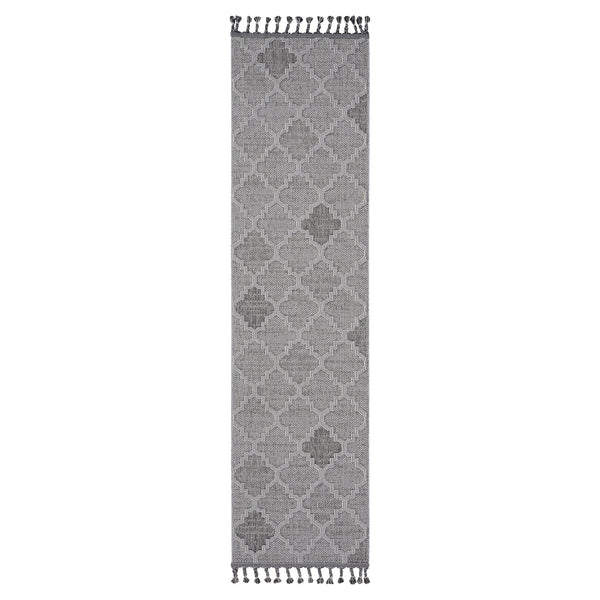 English Elm Loom Trellis Area Rug 2X8 - Stylish White/Grey Design For Indoor/Outdoor Use, Family & Pet Friendly B335P289605