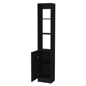 English Elm Brenda Tall Linen Cabinet for Bathroom — Slim 70.87" Storage Tower with 1 Door, Hidden & Open Shelves, Modern Design Black 46.07 L x 18.9 W x 5.12 H B128P189937