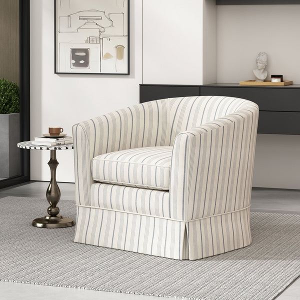 English Elm Swivel Club Chair Upholstered Rounded Seat with 360 Base for Living Room or Office N776P403612S