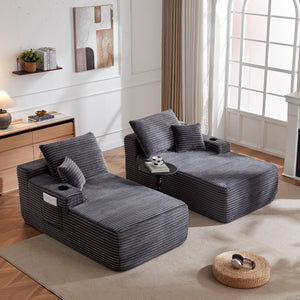 English Elm New Cloud Sectional Sofa Deep Plush Seat Double Chaise Low Profile Modern Lounge Grey W3975P475550