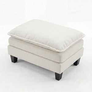 English Elm Rectangular Chenille Upholstered Ottoman Soft Foam Footrest for Living Room or Bedroom Beige White W2519P486103