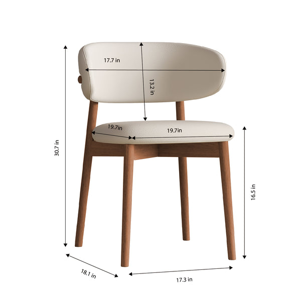 English Elm Mid-Century White Dining Chairs Set of 2 – Ash Wood Legs, Ergonomic PU Seats, Durable, Easy Assembly W509P316122