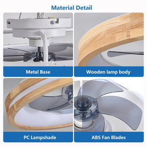 English Elm 20 Inch Flush Mount Ceiling Fan Wooden Frame Led Light Remote 6 Speed Bedroom W2312P475728