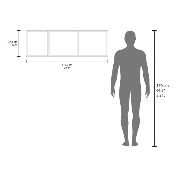 English Elm Wall Cabinet Conway Smoke Engineered Wood Office Storage with Open Shelf, Dual Compartments, Handle B092P238712